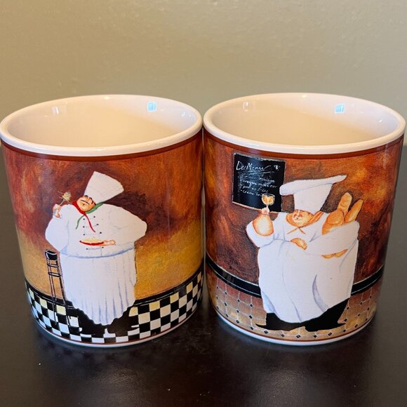 TWO Sakura AL DENTE Italian Chefs Stoneware Mugs ~ Artwork by Jennifer Garant - Picture 5 of 12